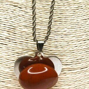 Red Brazilian Jasper Pendant Necklace Sterling Silver 925 Handmade Jewelry